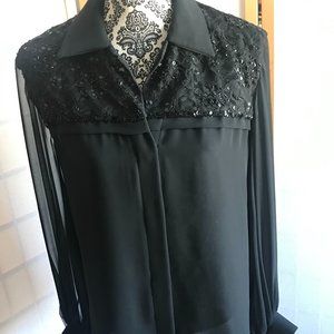 Black Blouse/Dressy Blouse/Sheer Blouse